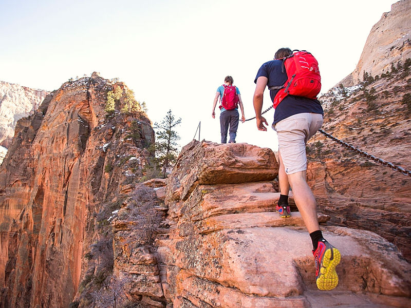 Hiking at Angels Landing in Zion national Park, Utah