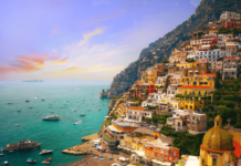 A beautiful view of seaside city, Amalfi Coast, Italy